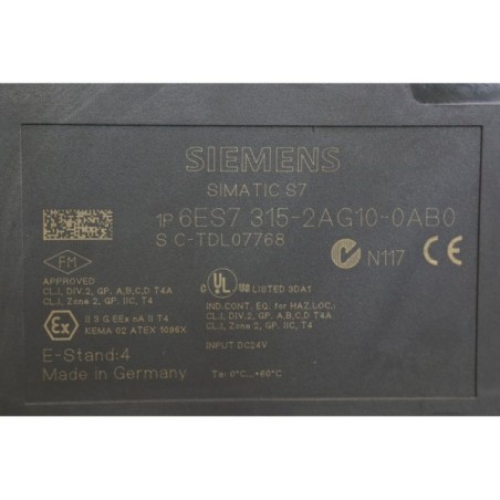 Siemens 6ES73152AG100AB0 6ES7 315-2AG10-0AB0 Processor module READ DESC (B1236)