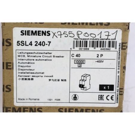 Siemens 5SL4 240-7 Disjoncteur 5SL4240-7 MCB C40 2P (B1238)