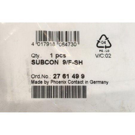Phoenix contact 27 61 49 9 SUBCON 9/F-SH connecteur (B1238)