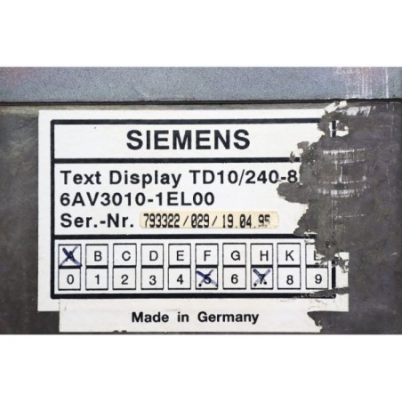 Siemens 6AV30101EL00 6AV3010-1EL00 Text display panel TD10/240-8 (B1248)