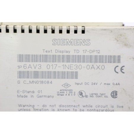 Siemens 6AV30171NE300AX0 6AV3 017-1NE30-0AX0 TD 17-DP12 READ DESC (B433)