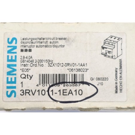 Siemens 3RV10111EA10 3RV1011-1EA10 Disjoncteur 2.8-4.0A (B622)