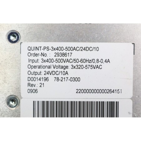 Phoenix contact 2938617 QUINT-PS-3x400-500AC/24DC/10 Power supply (B225)