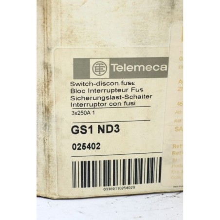 Telemecanique 025402 GS1 ND3 Bloc interrupteur fusible Old stock (P63.11)