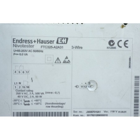 Endress+Hauser FTC325-A2A31 Nivotester FTC 325 3-Wire cable cut READ DESC (B348)