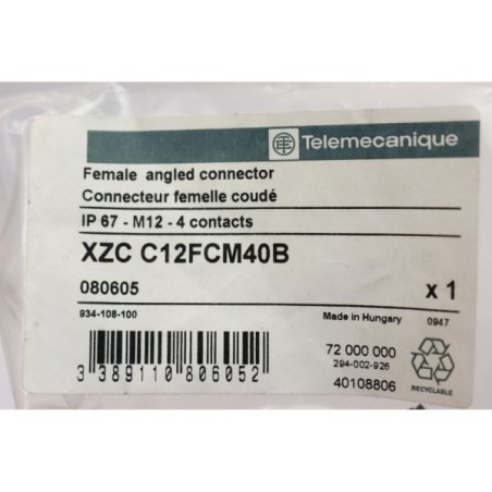 Telemecanique 080605 XZC C12FCM40B 4pins Female Angled Connector (B155)