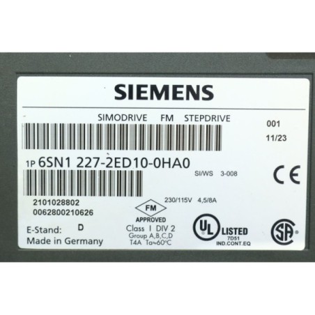 Siemens 6SN1 227-2ED10-0HA0 Simodrive FM Stepdrive READ DESC (B260)