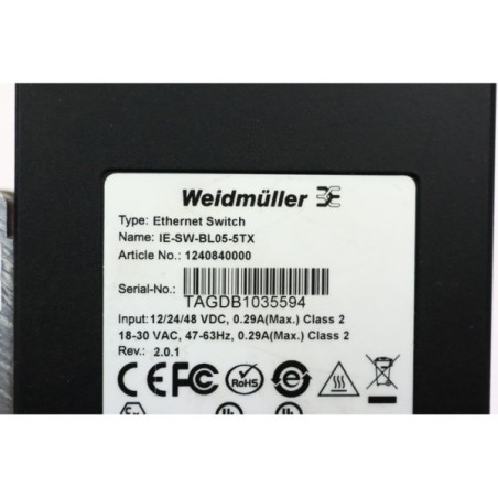 Weidmüller 1240840000 IE-SW-BL05-5TX Ethernet Switch (B564)