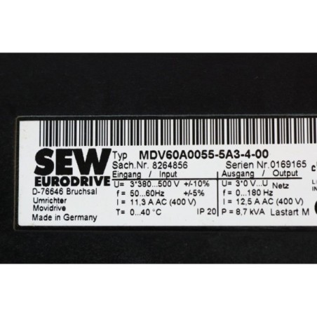 SEW 8264856 MDV60A0055-5A3-4-00 + MDX60A0055-5A3-4-00 Variateur (P131.2)